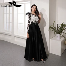 Alagirls, дизайн, одно плечо, платье для выпускного вечера, длина в пол, а-силуэт, вечернее платье, сексуальные, с разрезом, вечерние платья, Vestido de fiesta