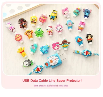 

2000pcs/lot Cartoon USB cable Earphones Protector colorful Cover For iphone android cable Data Line Protection sleeve DHL Ship