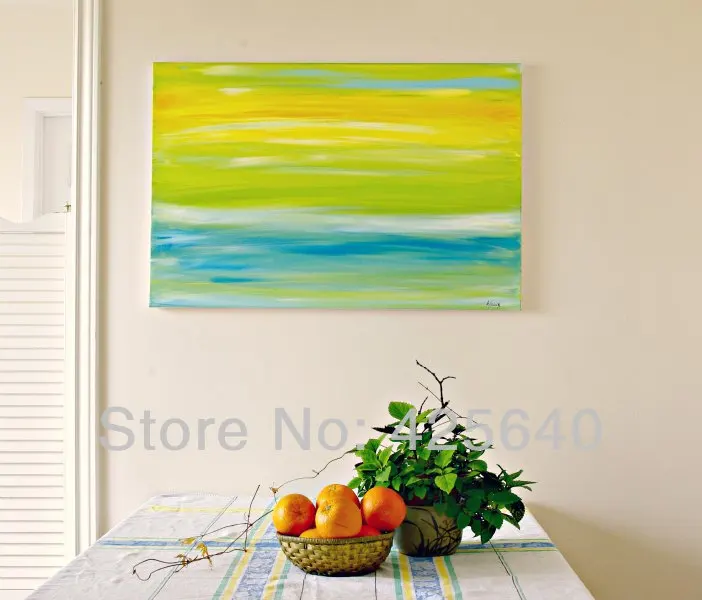 

Yellow and Blue Acrylic Paint Home Decoration Oil Painting on canvas hight Quality Hand-painted Wall Art 24X36 inch