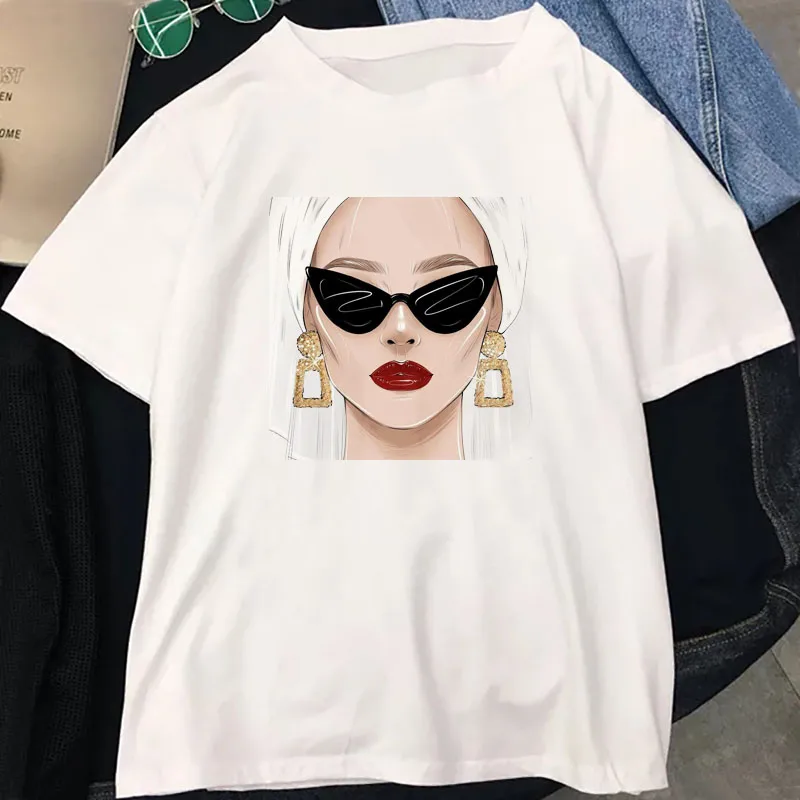 Солнечные очки девушка Графический Футболка Femme Harajuku футболка эстетическое