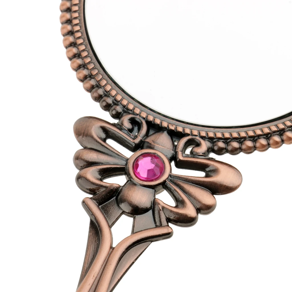 Vintage Handheld Cosmetic Ladies Mirror for Makeup Beauty Retro Magic Makeup Hand Mirror for Travel Makeup Tool