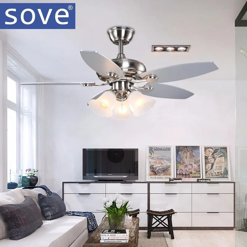 

Sove 52 inch Modern Village Wood Ceiling fans With Lights Remote Control Restaurant, living room bedroom Home 220 Volt Fan Lamp