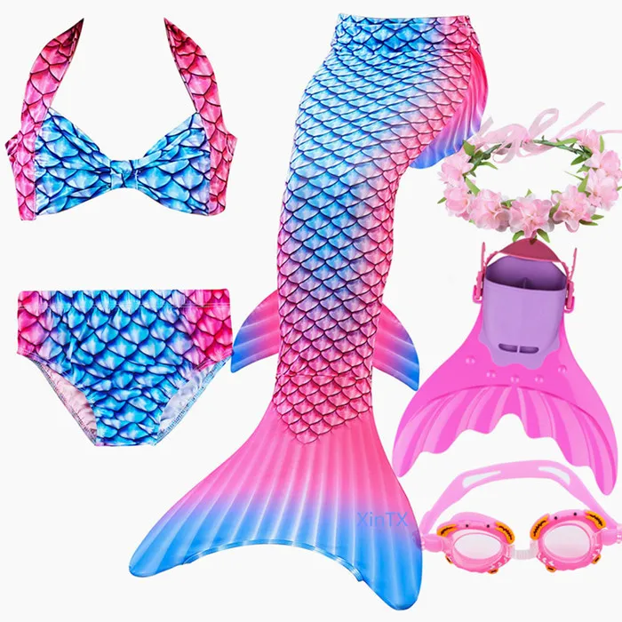 

Fancy Children Mermaid Tails With Monofin Fin Girls Kids Swimsuit Mermaid Tail Bikinis Set Swimmable Costume for Girl Swimming