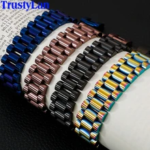 Модный ремешок для часов мужские браслеты черный/синий из нержавеющей стали Шарм мужской браслет Мужская цепочка Ссылка Металлические Ювелирные изделия дружбы