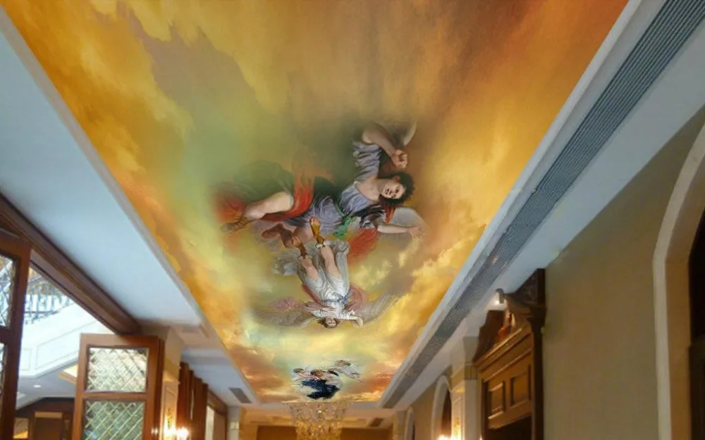 

ceiling wall paper customized 3d stereoscopic wallpaper European Figure angel figure zenith 3d wallpaper for ceiling