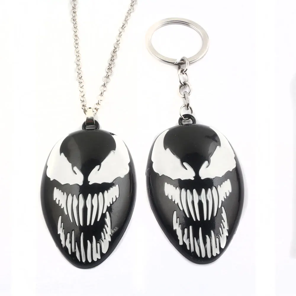 Avengers Venom Figure Necklace Marvel spider man keyring Pendant Men