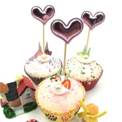 5 шт. фиолетовое Сердце ручной работы прекрасный кекс топперы Babyshower вечерние торт вечеринок день рождения Свадебная вечеринка украшения