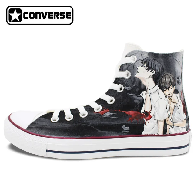 Cheap High Top Converse All Star Women Men Shoes Zankyou No Terror Design Hand Painted Sneakers Women Men Anime Cosplay Gifts