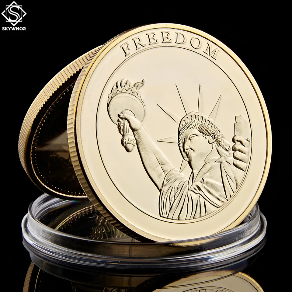 

2001.9.11 Remember Attacks 1 World Trade Center Statue Of Liberty Godness Gold Coins For Recalling History Collection