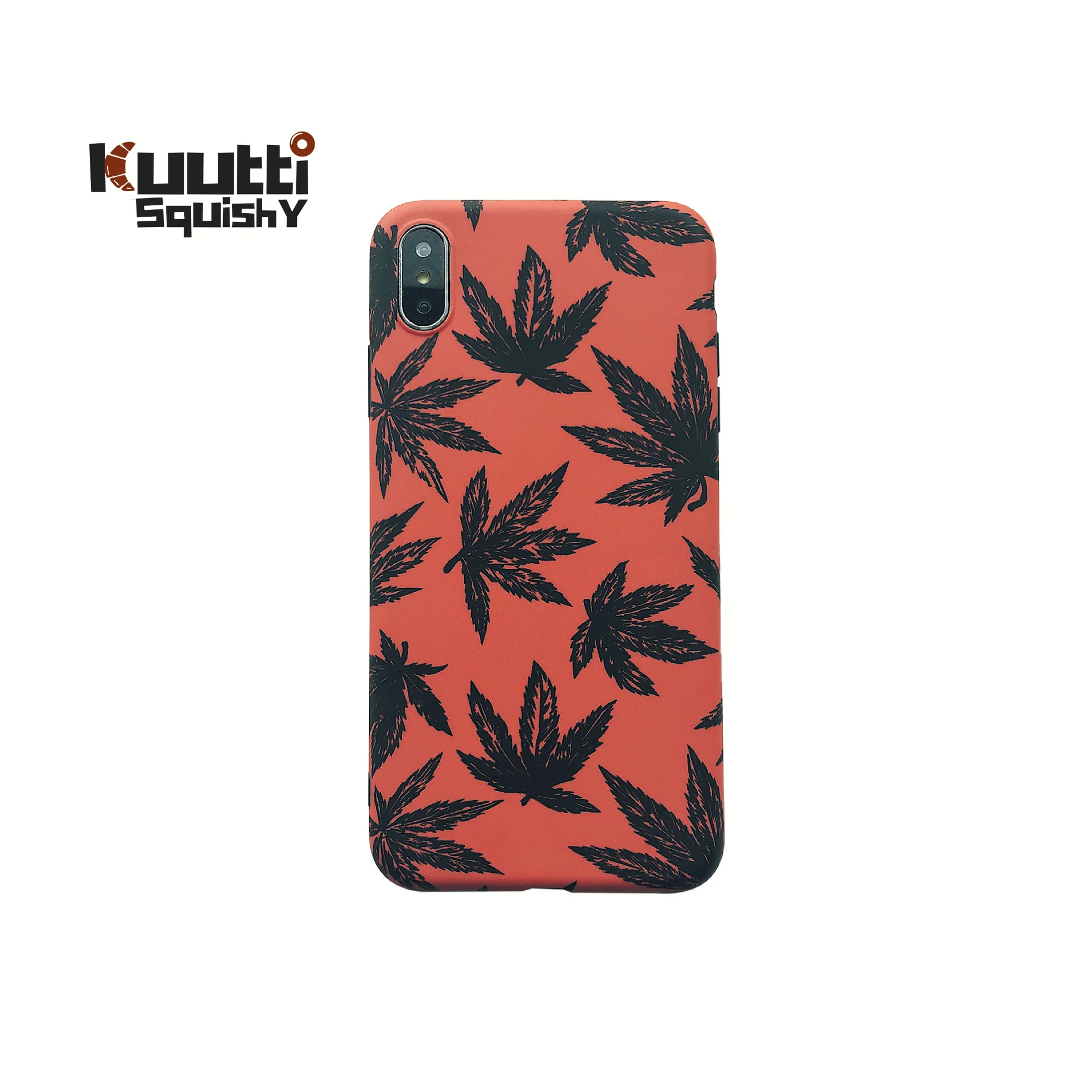 

Kuutti Squishy Fashion Black Maple Red Silicone Protection Women Summer Phone Cases for iPhone 6 6s 7 8 Plus X XR XS Max Covers