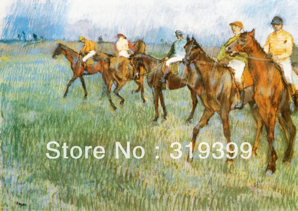 

Oil Painting Reproduction on Linen Canvas,Jockeys in the Rain by edgar degas ,Free DHL FAST Shipping,100%handmade,Top Quality