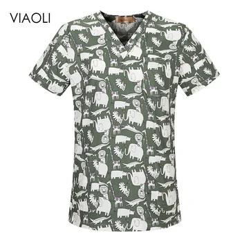 

Dental clinic scrubs tops Pet hospital Medical uniforms Laboratory workwear doctor nurse Beauty salon cartoon printing tops new