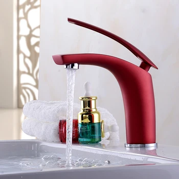 

BAKALA 6 Colorful Painted Basin Faucets Hot&Cold Mixer Bathroom Basin Tap Brass Gold/Chrome/White/Red/Black Faucet Crane BR-1526