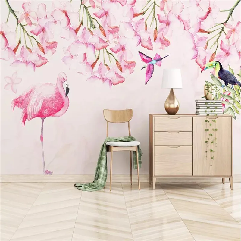 Simple hand-painted flowers and birds background wall professional production murals wholesale wallpaper mural poster photo wall Simple hand-painted flowers and birds background wall professional production murals wholesale wallpaper mural poster photo wall
