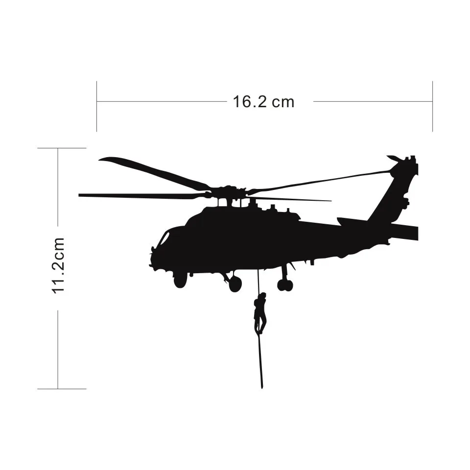 Cunymagos Helicopter Air Force Military Vinyl Car Sticker Decor Car Styling Fashion Car Sticker LaserBlackSilver 16.2cm11 (4)