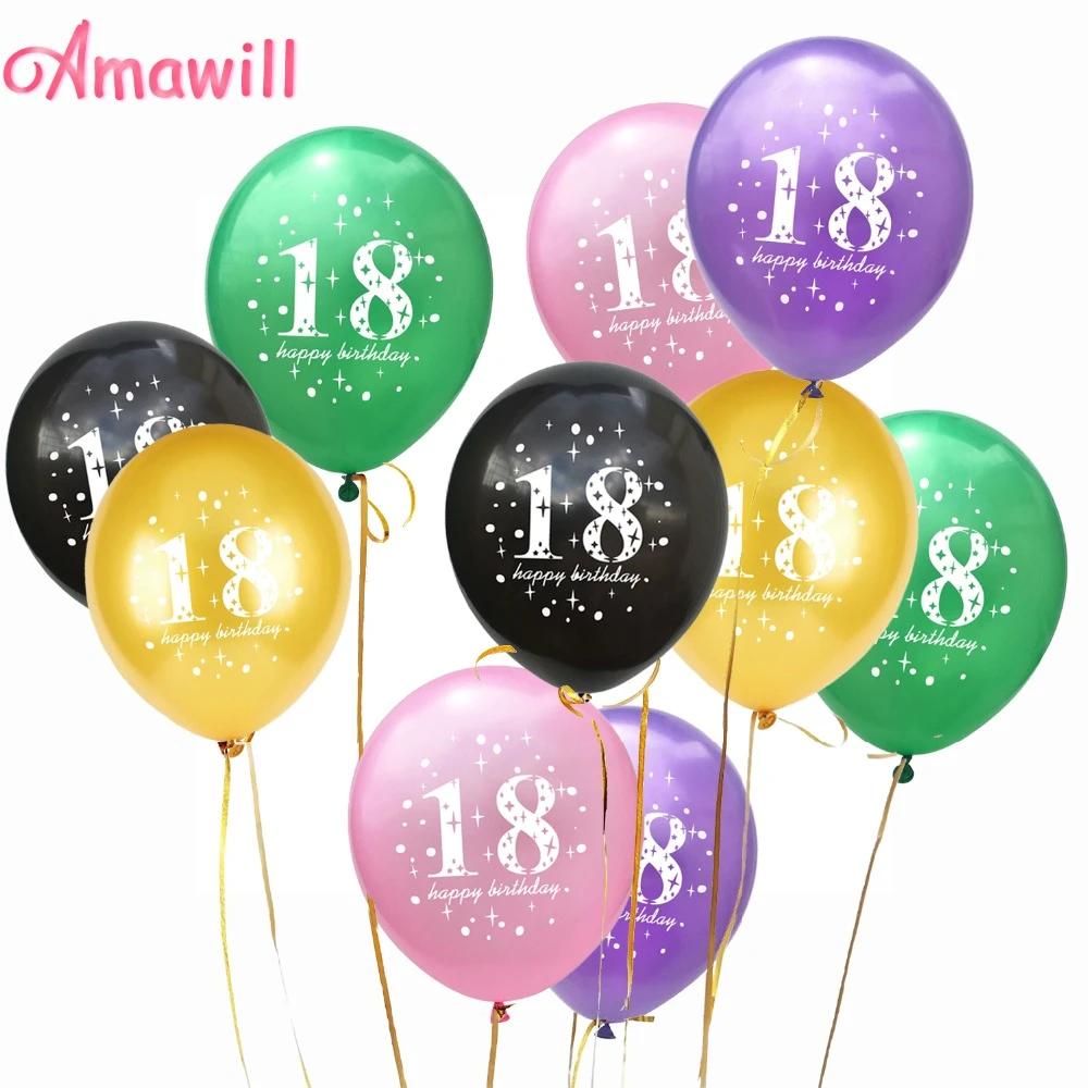 Amawill Ballons En Latex De 18 Ans 6d 10 Pieces Ballons Joyeux Anniversaire Or Fournitures De Fete Decorations De Fete D Anniversaire Pour Adultes Aliexpress