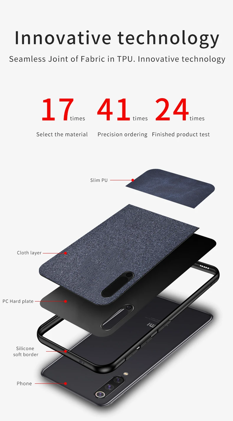 Case For Xiaomi Mi 9 Case Luxury Cloth Fabric Leather Case for xiaomi mi9 Phone Case Soft TPU Frame Hard PC Cover Shell (20)