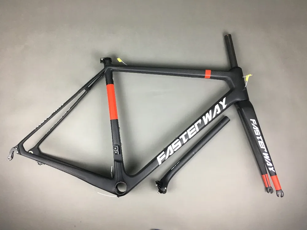 Discount classic design FASTERWAY PRO full black with no logo carbon road bike frameset:carbon Frame+Seatpost+Fork+Clamp+Headset,free ems 97