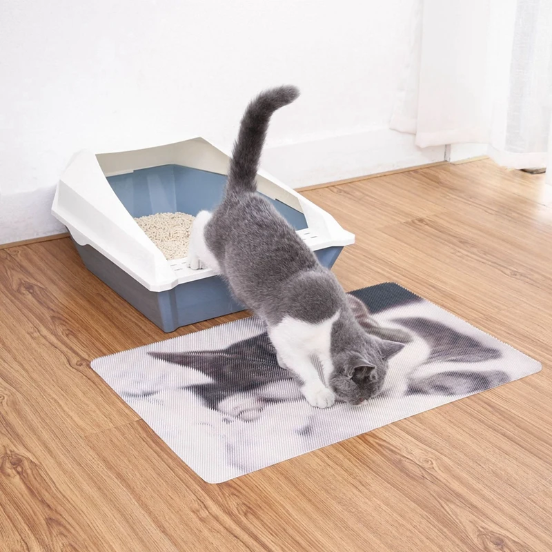 

Pet Cat Litter Mat Cute Printed Durable PVC Cats Litter Pad Placemat Foot Mat Cat Litter Trapping Suitable For Claw Grinding