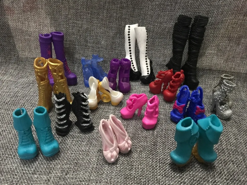 

100Pairs/Lot Color Random Fashion Fixed Styles Doll Shoes Monster Doll High Heel Sandal for Toys Dolls Accessories Toy Shoes
