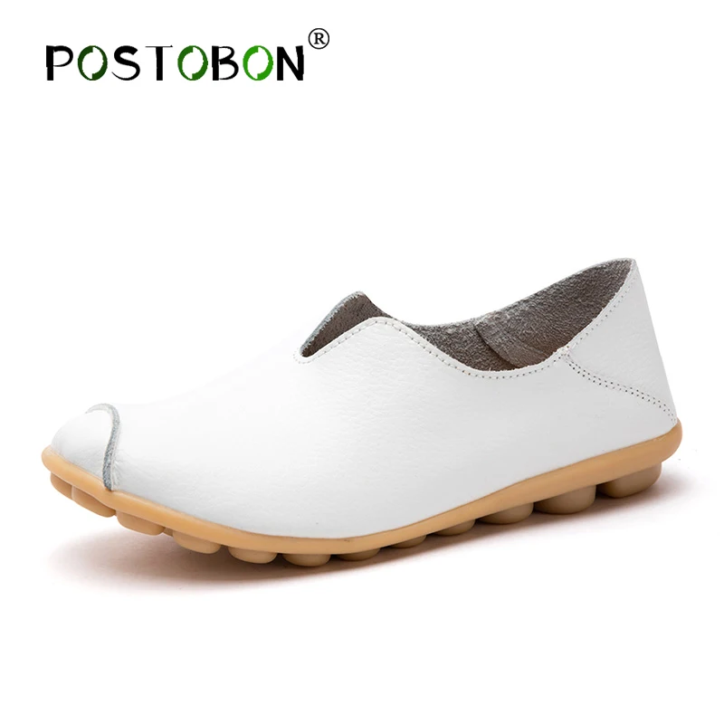 

POSTOBON 2019 Flats Women Classic Leather Ballet Flats Nurse Shoes Female Loafers Shoes Women Slipony Shoes Ladies Casual Shoes