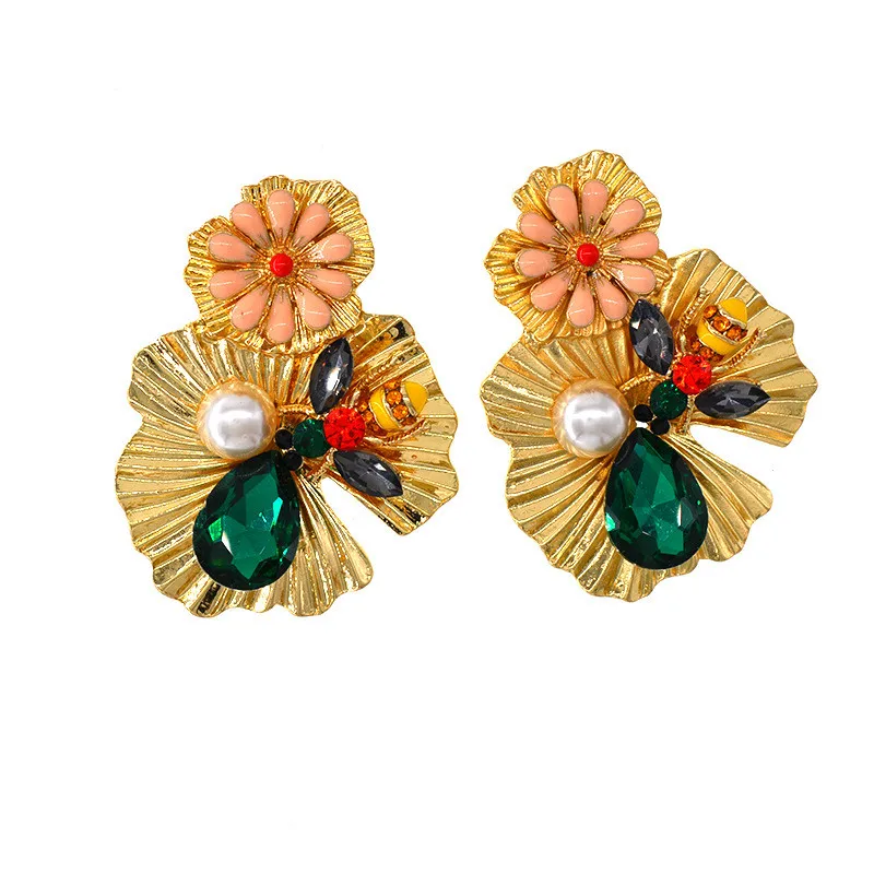 New Unique Exaggerated Big Alloy Flower Earrings Fashion Handmade Earring For Women Personalized Jewel ET47 (2)