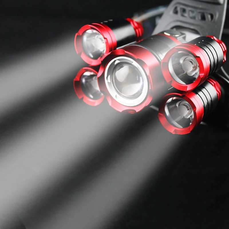 

LED Headlamp 5 Led T6 XPE 50000 Lumen Fishing Head Lamp Flashlight Head Torch USB Charging 18650 Battery Headlight Outdoor Light