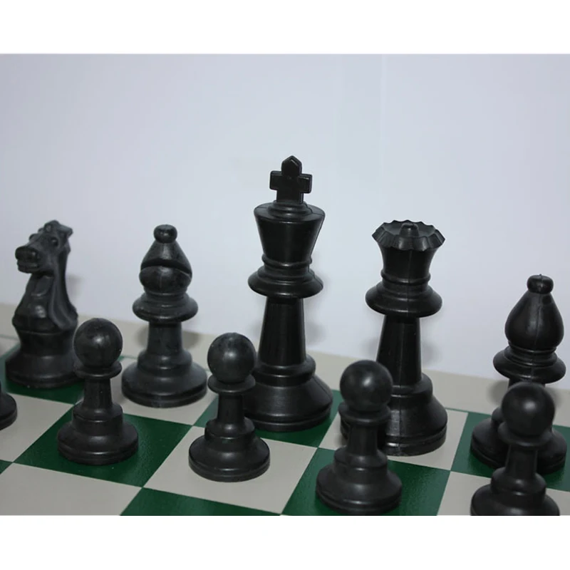 New Hot High Quality Standard Solid Plastic Chess Set Portable Travel Leather Chess Board Adult Children's Puzzle Games qenueson