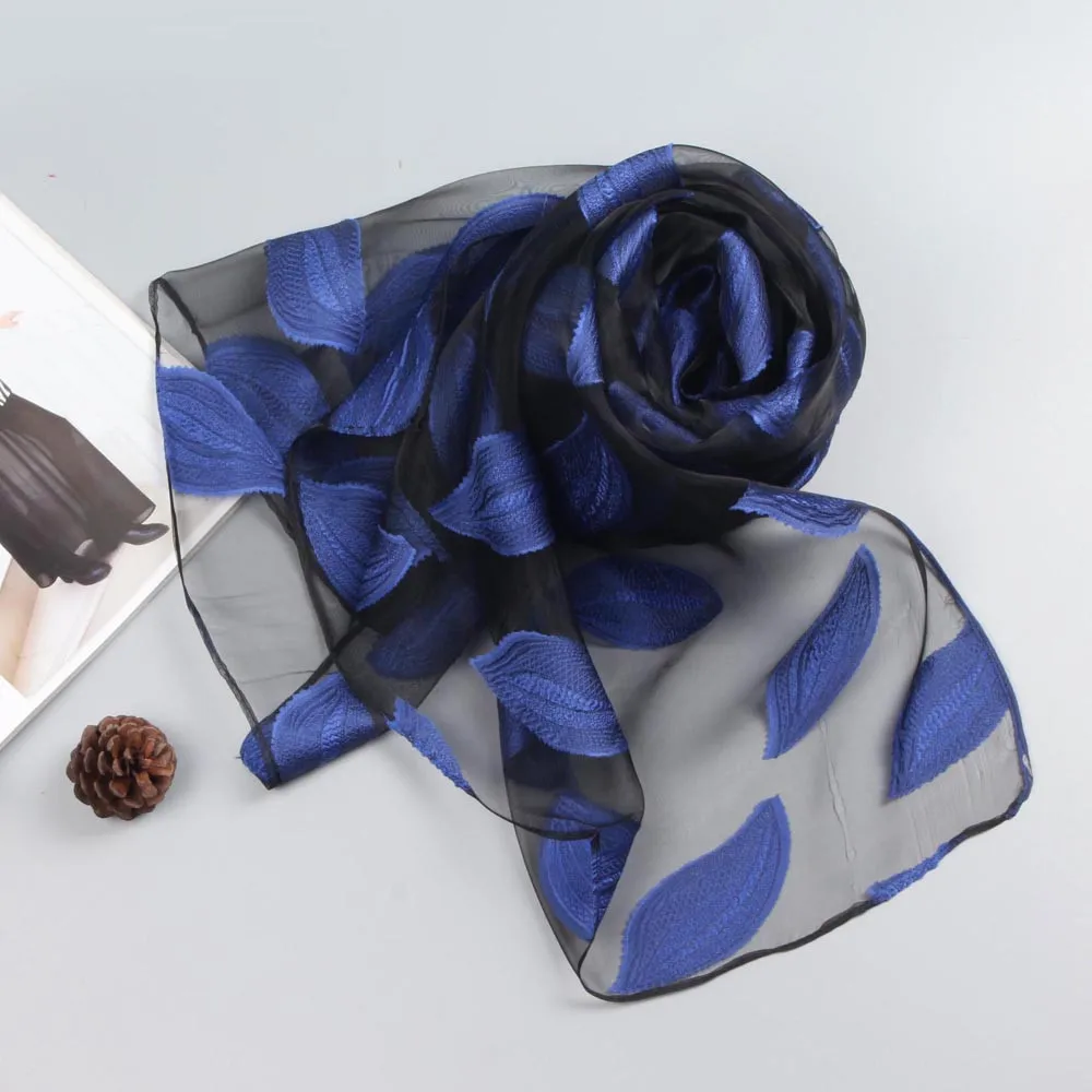 

Fashion Women Leaves Long Soft Wrap scarf Ladies Shawl Organza Scarf lencos de pescoco feminino bandeau cheveux femme Scarves