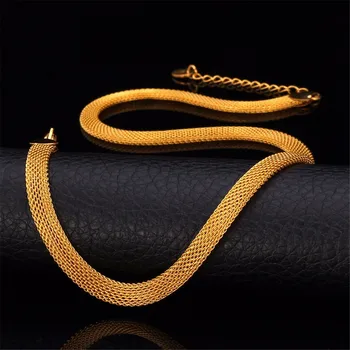 

Collare Mesh Chain Necklace For Men Jewelry Gold Silver Stainless Steel Men Necklace Chain Link Wholesale 6mm Wide N652