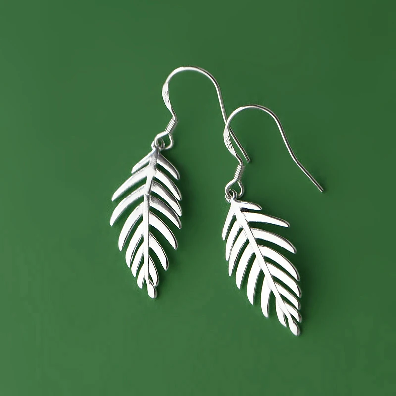 

Korean 925 Sterling Silver Big Leaf Earrings For Women Wedding Bridal Earrings Pendientes Brincos Fashion Jewelry Gift