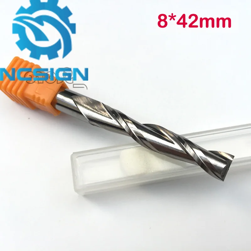 

2pcs/lot 8X42mm Carbide CNC Two Flute Spiral Bits for Cutting Router End Mill CUTTER Tool From Factory Free Ship
