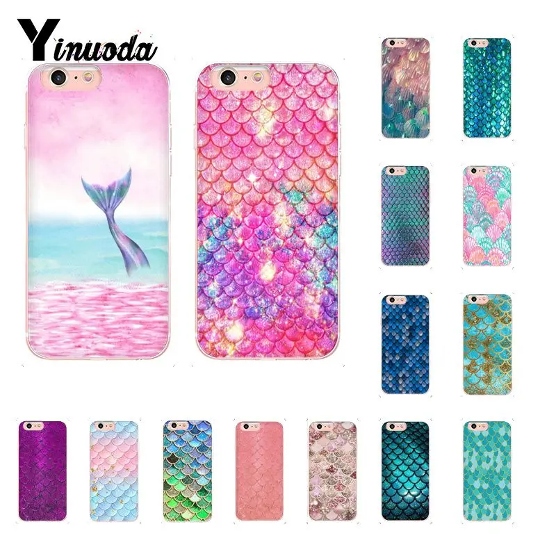 

Yinuoda Fashion Shell Mermaid Tail scale TPU Soft Rubber Phone Cover for iPhone 5 5Sx 6 7 7plus 8 8Plus X XS MAX XR Fundas Capa