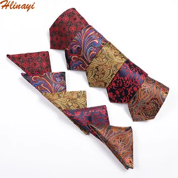 

Hlinayi Pocket scarf and tie with 2-piece polyester jacquard fabric business casual fashion formal tie