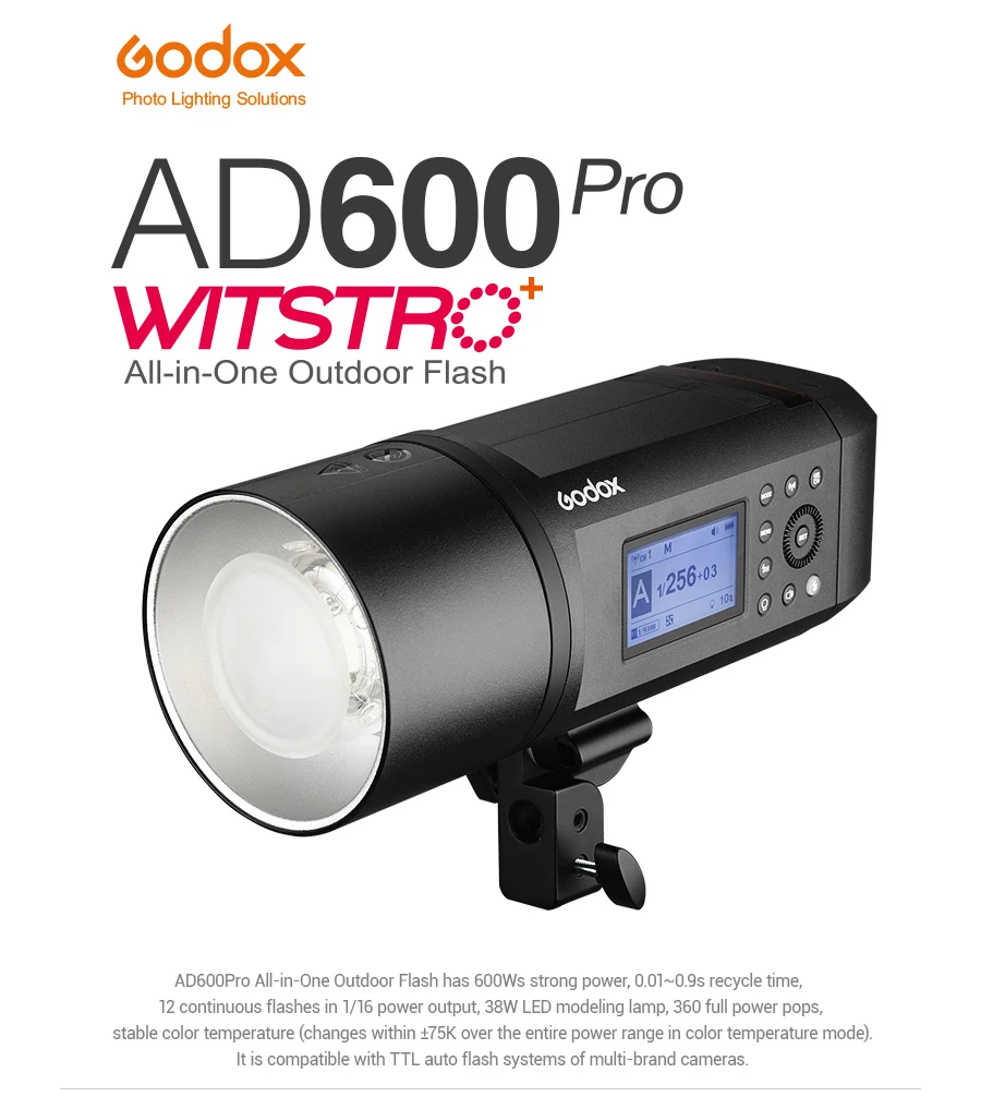 Godox AD600 Pro портативная наружная Вспышка 1/8000s ttl HSS 38 Вт светодиодный встроенный литий-ионный аккумулятор с передатчиком Xpro