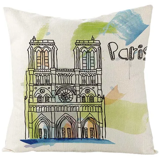 Fuwatacchi знаменитые Парижские пейзажи, архитектурные наволочки для подушек, наволочки с изображением старого замка, наволочки с изображением пейзажа - Цвет: PC09011