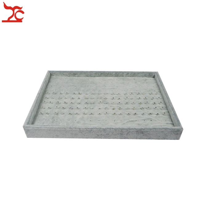 Retail High Quality Grey Velvet Jewelry Earring Organizer Display Retail High Quality Grey Velvet Jewelry Earring Organizer Display Cases 180 Slot Storage Holder Tray