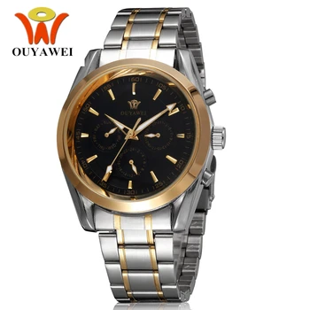 

Top Sale OYW Automatic Self Wind Men Wristwatch Stainless Steel Band Black Gold Case Fashion Male Watch Men Reloj Masculino Gift