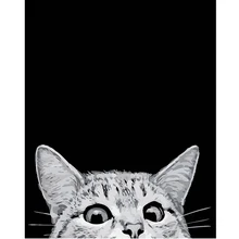 Животное кошка DIY Живопись Цифровая ручная роспись ткань живопись дома стены Искусство Картина гостиная уникальный подарок 40X50