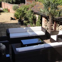 Лидер продаж любую погоду садовая мебель из ротанга комплекты кресел Современный внутренний дворик шезлонг