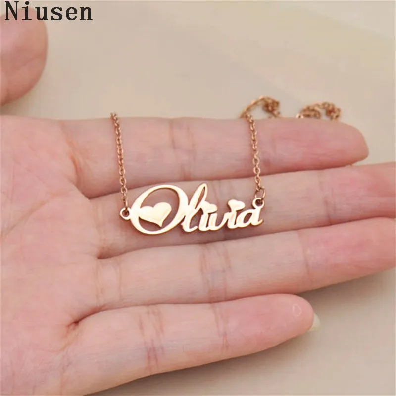 

Dainty Name Necklace With Heart Custom Name Necklace Personalized Jewelry Valentine's Day Gifts For Women Baby Girl