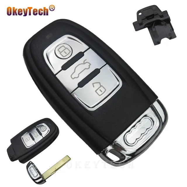 OkeyTech 3 Buttons Smart Remote Car Key Shell For Audi A6 A4 A3 A1 RS5 Q5 Quattro Auto Key Case Cover Replacement