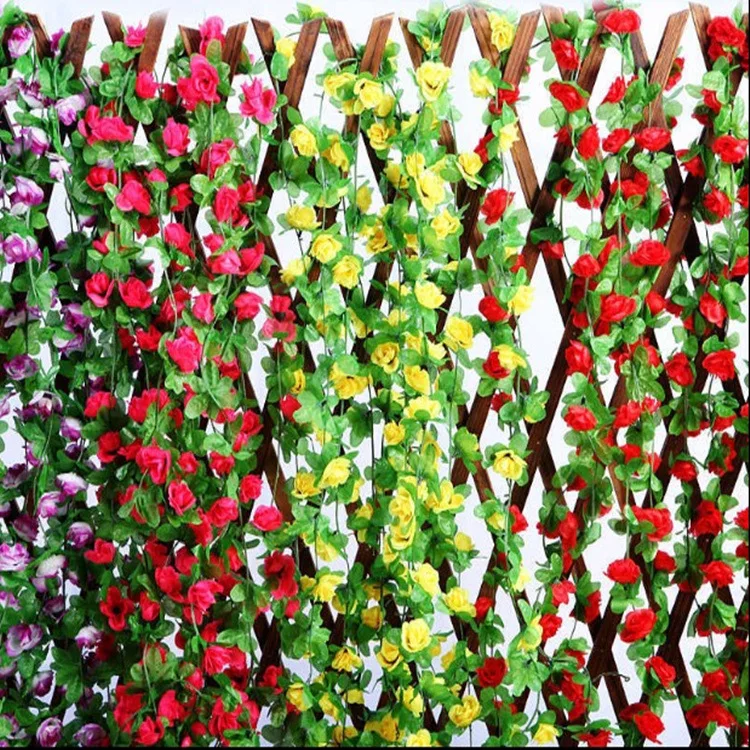 Hanging Garland Artificial Flowers for Wedding Home Decoration Fake Silk Flower European Fall Rose Fake Leaf Plants Floral Decor Hanging Garland Artificial Flowers for Wedding Home Decoration Fake Silk Flower European Fall Rose Fake Leaf Plants Floral Decor