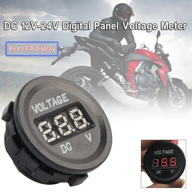 

Led Display Waterproof Motorcycle Voltmeter Gauge Voltage Meter Led Digital Auto Battery Real Time Volt Monitor 12V-24V New