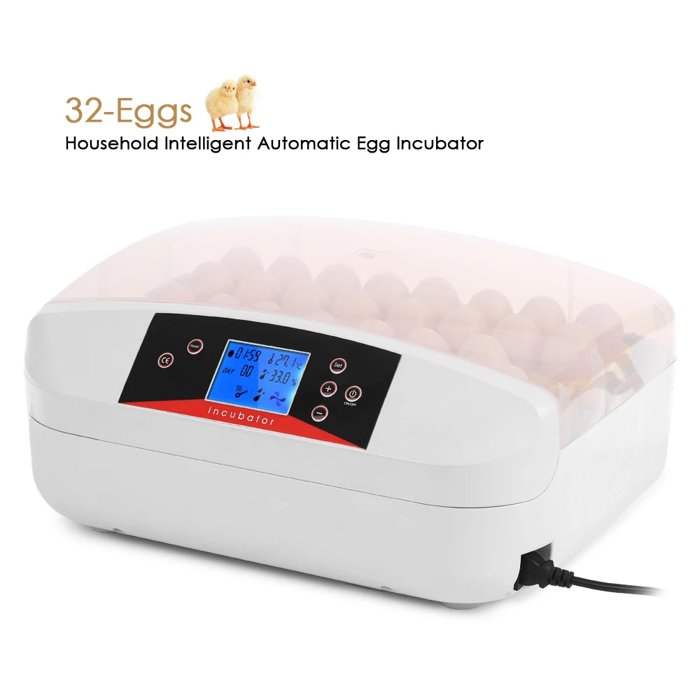

32-Eggs Intelligent Automatic Egg Incubator Temperature Control Hatcher for Hatching Chicken Duck Bird Quail Poultry AC220V