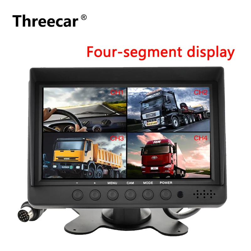 

7" Dual Display Built in Quad Combination LCD Car Monitor 4CH Video Input Style Parking Dashboard for Truck Car Rear View Camera