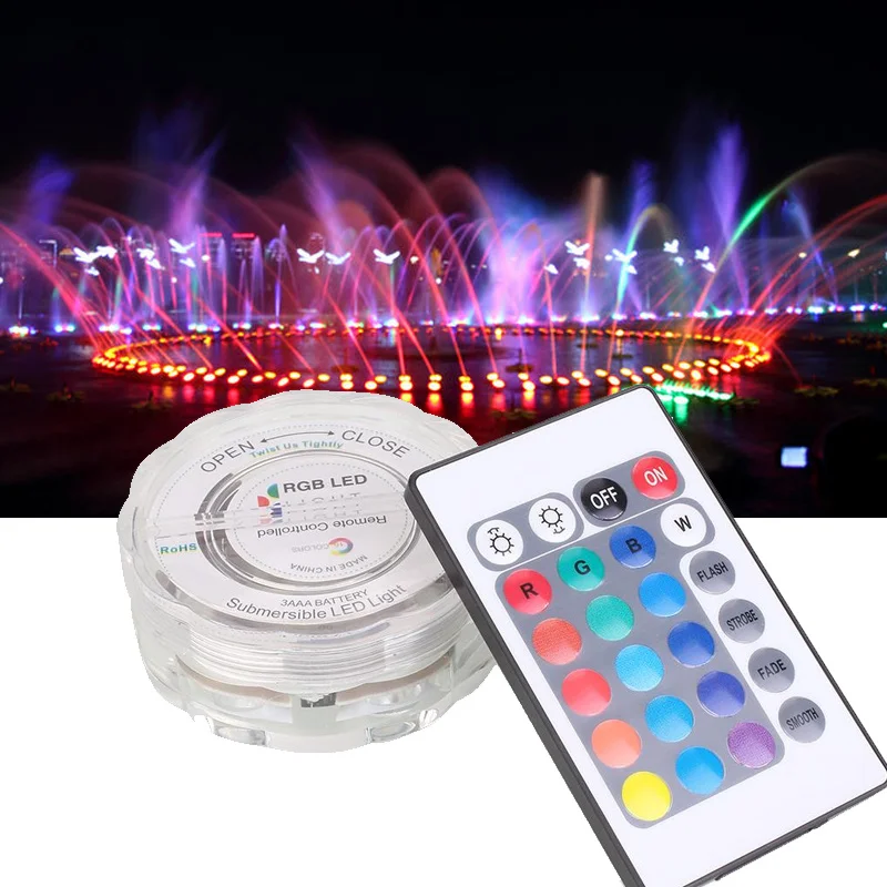 

10 LEDs RGB Submersible Lamp Multi Color IP68 Waterproof Swimming Pool Light With Remote For Aquarium Pond Wedding Party