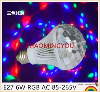 

10X E27 6W 85V-220V High Power Colorful Auto Rotating RGB projector Crystal led Stage Light Magic Ball DJ party disco effect B