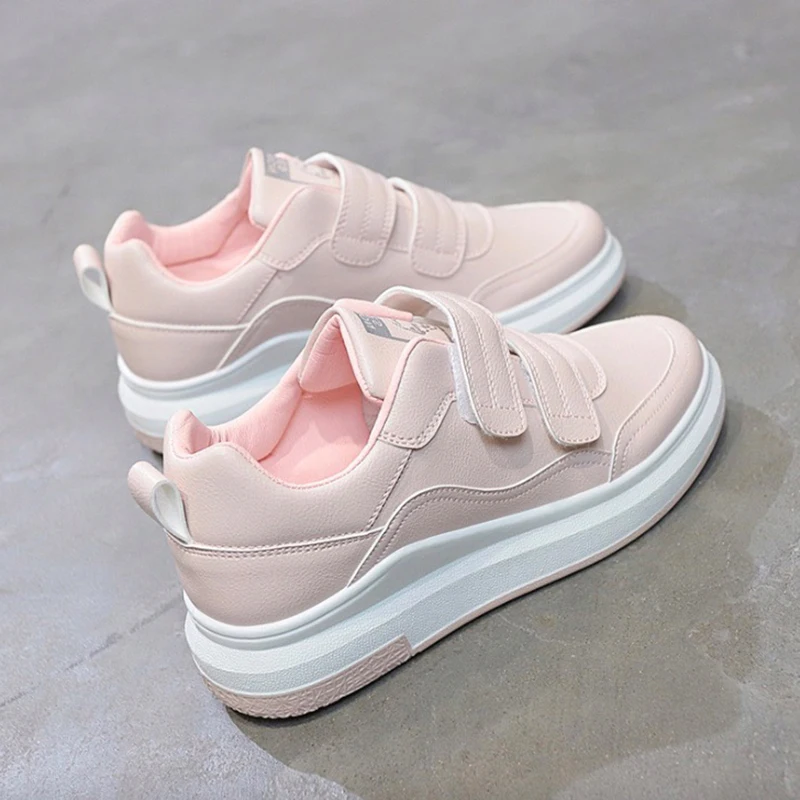

Women Sneakers 2019 Fashion PU Leather Women Casual Shoes Flats Platform Spring Hook&Loop Breathable Women Shoes
