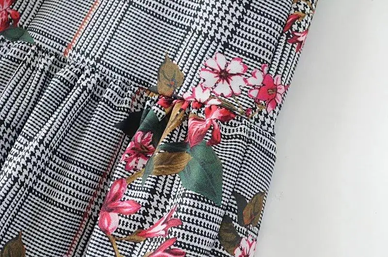 Женские цветочный принт плед нерегулярные шить оборками подол юбка высокое с эластичной талией модные тенденции юбка vangull 2018 лето-весна